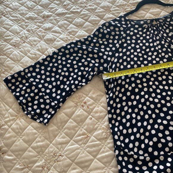 Zara Women’s Top Black Beige Polka Dot Peplum Hem Blouse Size XL - Picture 5 of 8